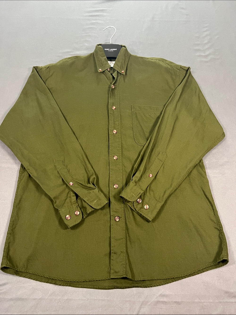 Saint Laurent Olive Green Button-Down Shirt